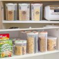Partition Jar 2-Compartment Airtight Food Storage Container with Lid 2.5L Clear Plastic Canisters Kitchen Pantry Organization Storage Containers For Flour Sugar Cereal Pasta Noodles Beans. 