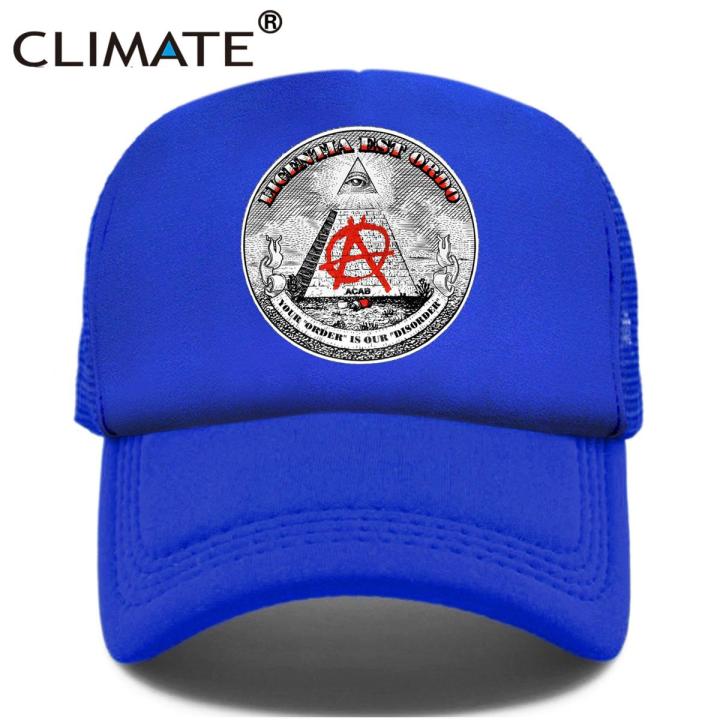 【LuckyBabyFans Store】CLIMATE New Anarchy Cap Men Anarchism Anarchist Trucker Cap Summer Cool Cap Mesh Black Net Cap Hat Men