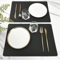 Relaxsit Black PU Leather Placemats Set of 4 & 6 Waterproof Heat Resistant Durable Non-Slip Table Mats for Kitchen Dining Table, restaurants, and commercial kitchen use.. 