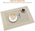 7Pcs Table Mat & Table Runner Set Heat Resistant Placemats, Stain Resistant Washable PVC Table Mats for Dining Table Woven Placemat - QS Bedding. 