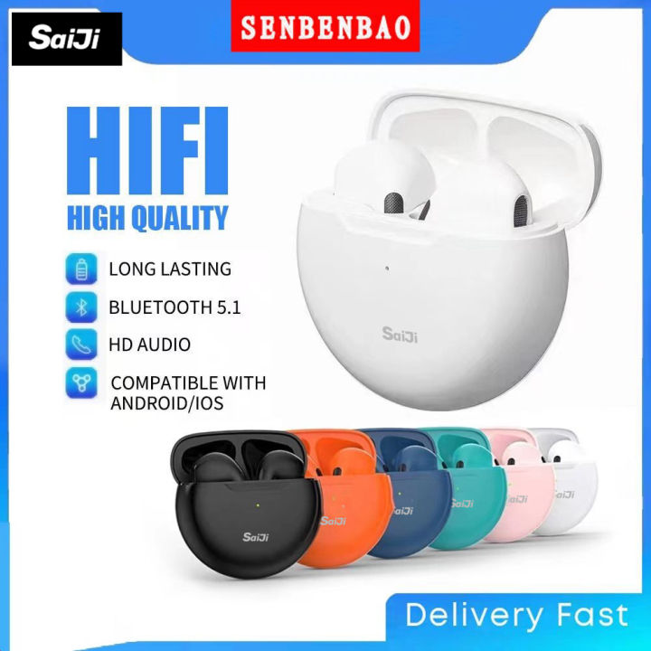 【Saiji】pro 6 wireless earphone True Blue tooth Gaming Headset Low Latency Music Touch Control Stereo Earbuds 5.3 TWS Mini Earphone