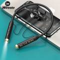 Wiresto F1 Wireless Bluetooth In-Ear Headphones With Flashlight Neck Hanging Magnetic Headphone Earbuds Support TF Card Neckband Soft Silicone IPX5 Waterproof Ultra-Long Life Sport Earphone. 