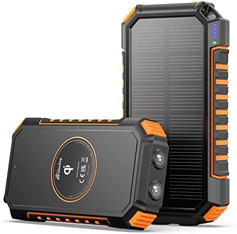 Solar Charger 26800mAh Power Bank - Hiluckey Wireless Portable Charger 3A USB C Fast Charging External Battery Pack for Cell Phone Tablets