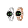 Elegant Women’s Digital Watch with Diamond Accents Luxury Stainless Steel Band Wrist Watch for Ladies Stylish Fashion Watch for Casual & Formal Wear. 