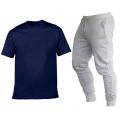 Plain Navy Blue T shirt And Grey Trouser New Summer Design Track Suit Half sleeves Tshirts Jogging Trousers Best Quality Top Tees For Men. 