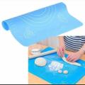 Silicone Pastry Cake Dough Mat for Rolling with Measurements-Blue. 