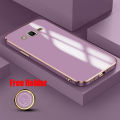 For Samsung Galaxy Grand Prime Back Cover with Ring Holder Stand Luxury 6D Plating Square Frame Shiny Case Camera Lens Protection Soft Silicone Mobile Phone Cases. 