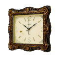 Hitco Square Antique Wall Clock - Unique Design Wall Clocks - Wall Clocks for Bedroom / Living Room / Decor - Square Clock Wall Stylish - Decorating Item - Golden Clock. 