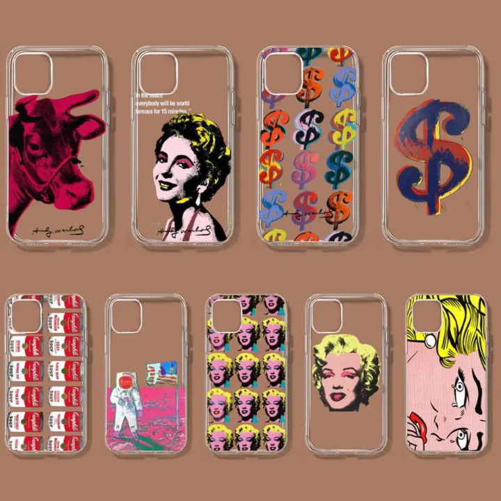 Andy Warhol Art Phone Case For iPhone 11 12 Mini 13 14 Pro XS Max X 8 7 6s Plus 5 SE XR Transparent Shell