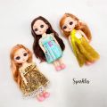 High Quality 3pcs 17cm Set Bendable Joints Doll For Girls/ Mini 3D Eye Dolls Cute Dress Up & Accessories BJD Doll with Gift Box/ 12 to 15 Moveable Joints Cute Dresses Perfect For Gifting. 