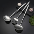 201 Stainless Steel with Spatula with Long Handle Big Strainer Spoon Spatula Spatula and Soup Spoon Fried Ladel Kitchen Supplies Set. 