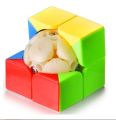 Rubik's Cube 2x2 Sticker less High Quality, Magic Cube Puzzle Toy Multicolor With Original Pictures. 