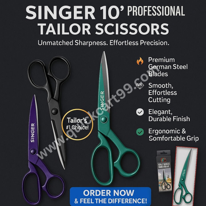 M. Ashraf Industry 10-Inch Tailoring Scissors – Heavy Duty Sharp Fabric ...