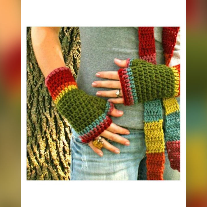 Multicolour Wool Gloves for Women