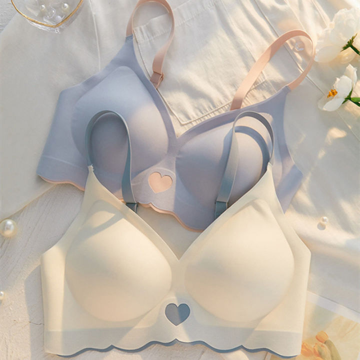 New Underwear Women's Heart-Breaking Thief Seamless Breast Holding No Steel Ring Big Breast Small Push up Comfort Ladies Bra
