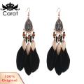 Carat Drop Earrings Ethnic Style Artificial Feather Pendant Earrings. 