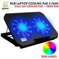 Laptop Cooling Pad Dual Fan With RGB Lights - Cooling Stand 1 / 2 / 4 / 6 Fan With Mobile Stand & Adjustable Speed & Light Button With 7 Gear To Adjust Height - For Upto 20" Laptops - USB Powered Connection. 