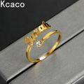 Custom Birthstone Name Rings for Women Stainless Steel Adjustable Zircon Personlized Ring Jewelry Unique Birthday Gifts. 