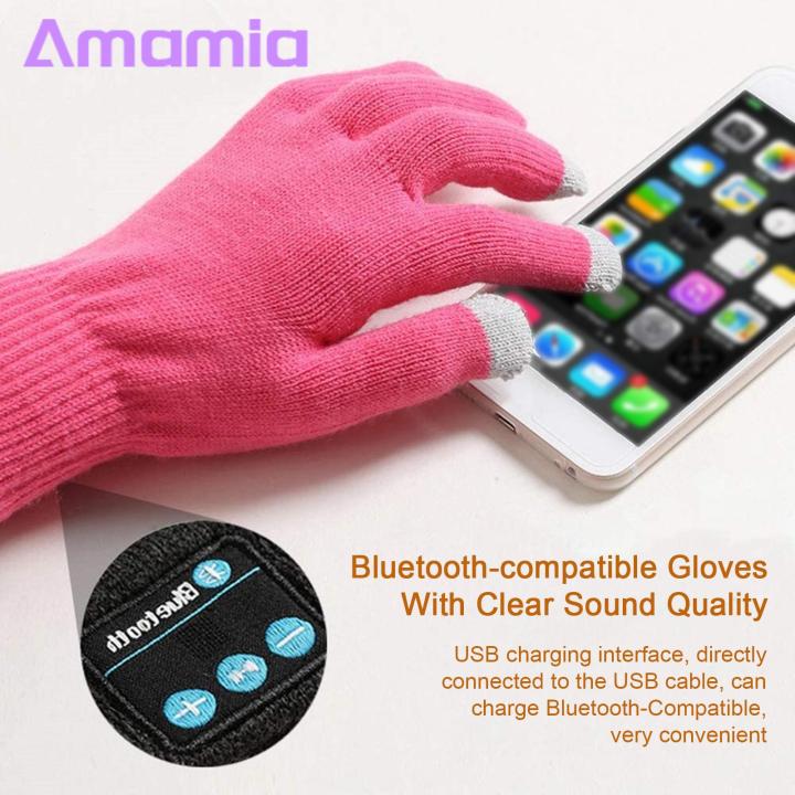 One-click Compatible Connection Gloves for Calls Music Bluetooth Winter Gloves Touch Screen Music Call Cycling Gloves Clear Sound Warm Gloves for Southeast Asian Buyers