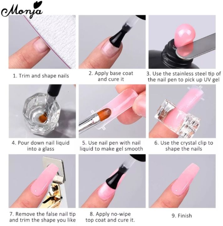 Pearlin%208Pcs/Set%20Nail%20Art%20UV%20Quick%20Extension%20Nail%20Kit%20Glitter%20Poly%20UV%20Builder%20Gel%20Nail%20Tip%20Color%20Nail%20Tip%20French%20Nail%20Tip%20Form%20DIY%20Manicure%20Tool%20Set%20-%20Image%204