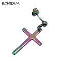 1Pc Men Women Stainless Steel Cross Dangle Ear Stud Earring. 
