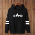 DUMBELL PRINTED Double Strip High quality imported casual printed kangro hoodies for men pullover. 