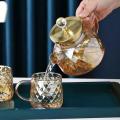Water bottles Set 1000ml  French Amber Color Diamond Kawaii Teapot Kettle Cup Thermal Pots Set Kitchen Accessories Gift. 
