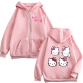 Hello Kitty Zipper Hoodie for Girls & Women Front and Back Printed Stylish Casual Jacket. 