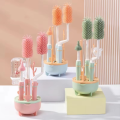 5-in-1 Water Bottle Cleaner Brush Set - Multi-Function Scrub Brushes For Baby Bottle, Nipples, and More - Can Generate Foam for Better Cleaning. 