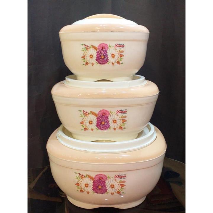 3 Pcs Galaxy Donna Hot Pot Set - Food Warmer Set (Random Color)