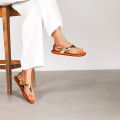 PIORRI by Aerothotic - Mirela Women’s Strappy Natural Leather Slingback Sandals. 