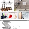Wall Mount Kitchen Railing Set Utensils Pot Hanging Hooks Organizer With Rod. 