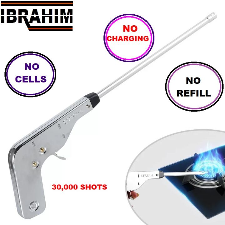 Electronic Pulse Igniter Kitchen Lighter for Gas Stove Outdoor BBQ, Stove Gas Lighter Gun for kitchen, Long Windproof Fireplace Pulse Burner Fire Rod, Electronic Spark Lighter ,Gas Stove Lighter Spark L Lighter For Kitchen gas Stove, no refill, no battery