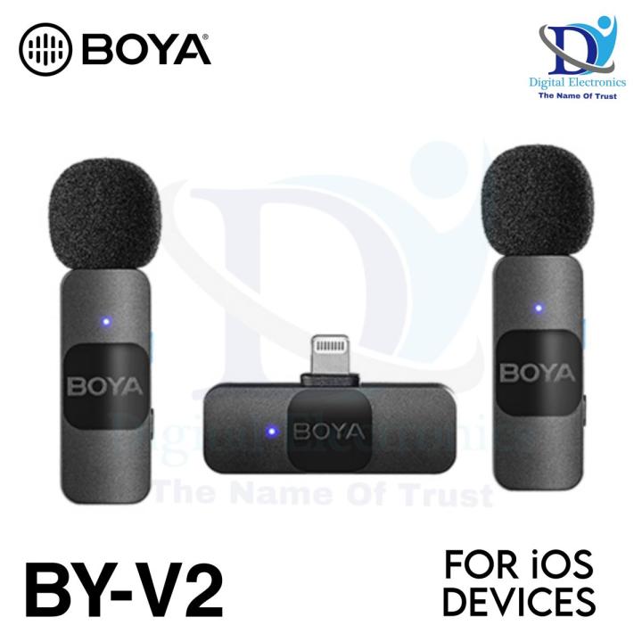 Boya BY-V2 Professional 2.4GHz Wireless Lightning Port Dual Microphone For iOS Devices With Selectable Noise Cancellation