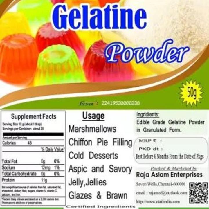 Edible Grade Gelatine Powder (Granulated) Gelatin Powder 50 gram