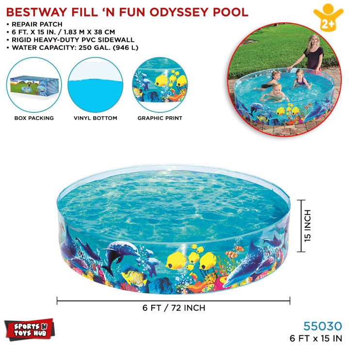 6 Ft Bestway Fill N Fun Swimming Pool Without Air 6 feet (Odyssey) 55030 Kids Play In Pool