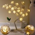 LED Rose Flower Tree Table Lamp Chrismats fairy Garland Night Lights Desk Light Wedding Bedroom Party Home decor. 
