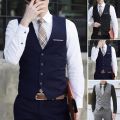 Men's Formal Business Vest Suit Slim Fit Tuxedo Waistcoat. 