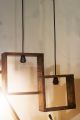 Wooden Hanging Lamp for Room - Square Shape Rustic Wood Ceiling Lights - Pendant Lamp - LED Lights. 