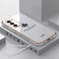 For Itel Vision 3 / Itel S17 Back Cover with Wrist Strap Luxury 6D Plating Maple Leaf Cases Full Camera Protection Slim Soft Silicone Bumper Mobile Phone Case. 
