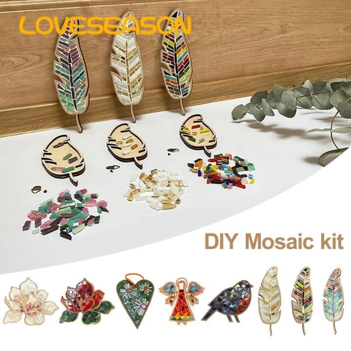 Mosaic Materials Pack Diy Mosaic Kit Vibrant Leaf Shape Christmas Bauble Craft for Kids Adults Creative Hands-on Activity Set Favorite
