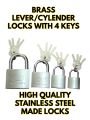 CHINA IMPORTED STAINLESS STEEL LOCKS-STEEL PADLOCKS WITH 4 KEYS-HIGH QUA;ITY BRASS CYLENDER CHINA LOCKS-HEAVY DUTY CHINA LOCKS-. 