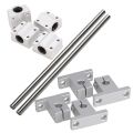 Horizontal 8mm Dia Linear Motion Ball Bearing Slide Bushing 200mm Linear Shaft Optical Axis with Rod Rail Support Set. 