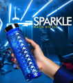 Sparkle Water Bottle - 600ml Crystal Stylish Plastic Gym Water Bottle with Steel Cap - Water Bottles for Girls, Boys and Kids. 