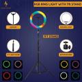 RGB LED Soft Ring Light With Tripod Stand, 33cm Ring Light with stand, Adjustable and Portable Tripod Stand, RGB Shades Ring Light Stand by Anzik Store. 
