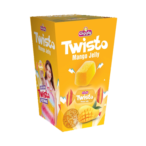 Giggly Twisto Jelly x72 pcs (1 Box), Twisto Mango Jelly, Sugar Coated Jelly, Soft Jelly