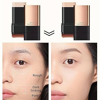 KakaShow 2 In 1 Waterproof Foundation Makeup Stick With Built-In Brush