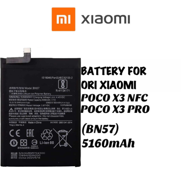 POCO X3 NFC / X3 Pro  Battery Replacement mi BN57 Battery with 5160mAh Capacity _ Black