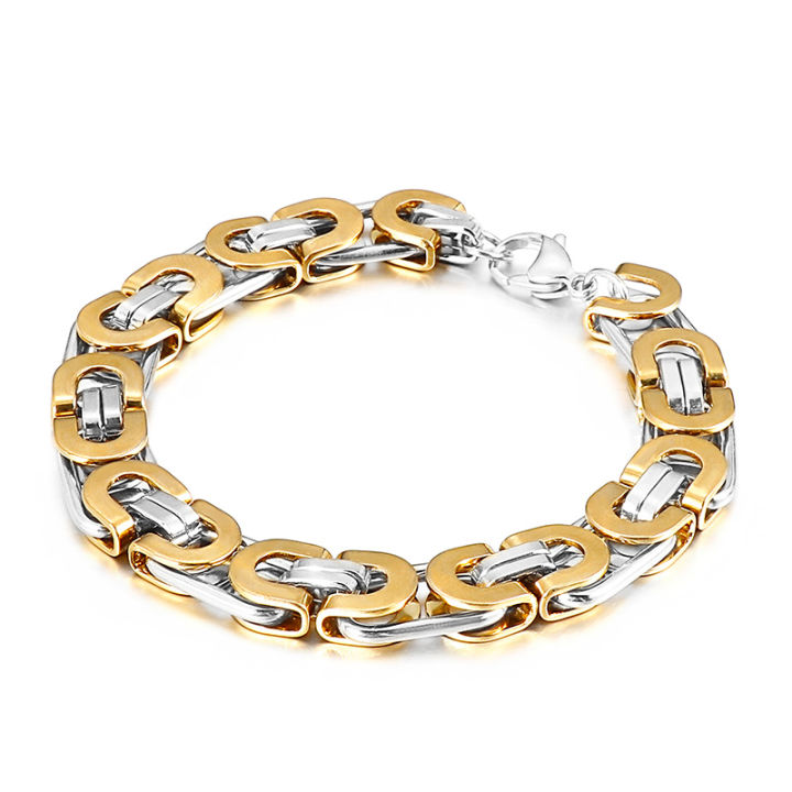 Beiyan Jewelry Wholesale Fashion Stainless Steel 18K Gold Plating Color Silver Black Byzantine Men Bracelet