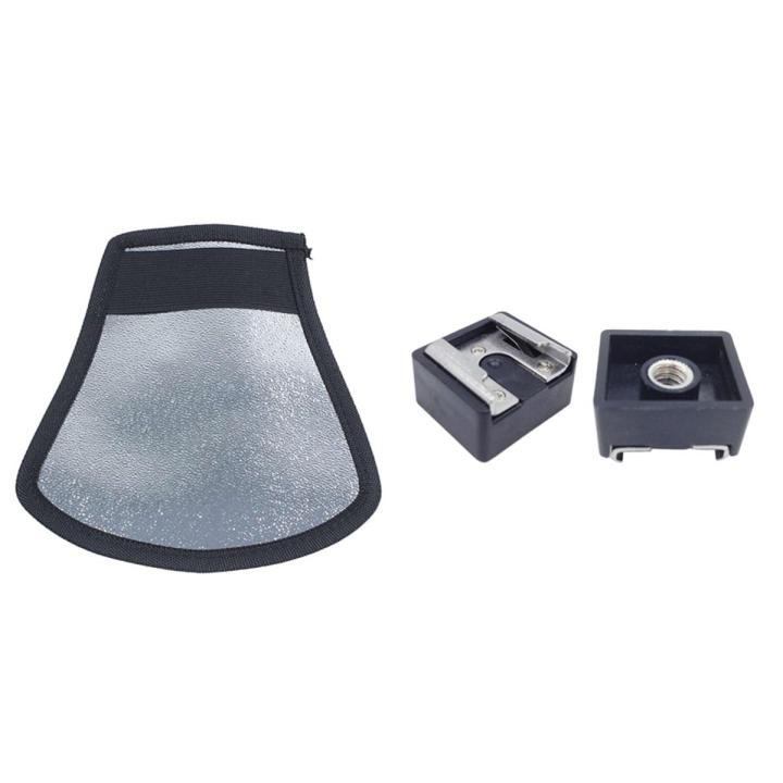 NANLIY- 1x Flash Diffuser Silver/White Reflector for Nikon Speedlite SB-600,SB-800 & 2Pcs Flash Hot Shoe Mount Adapter